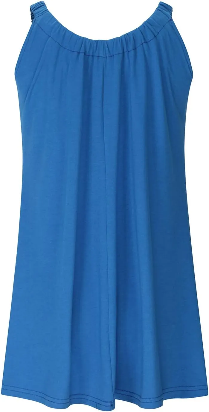 Hvyesh Summer Dresses for Women Casual Beach Sleeveless Pockets Casual Loose Spaghetti Strap Tank Dress Knee Length Sundress