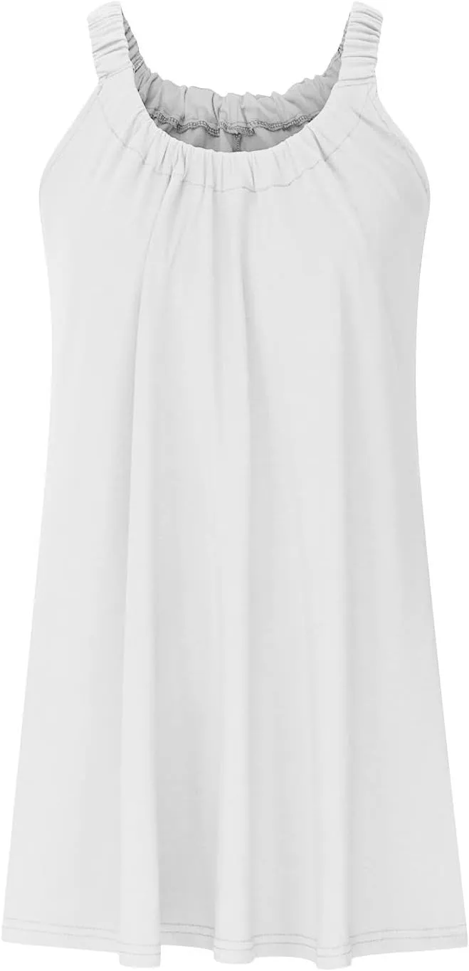 Hvyesh Summer Dresses for Women Casual Beach Sleeveless Pockets Casual Loose Spaghetti Strap Tank Dress Knee Length Sundress