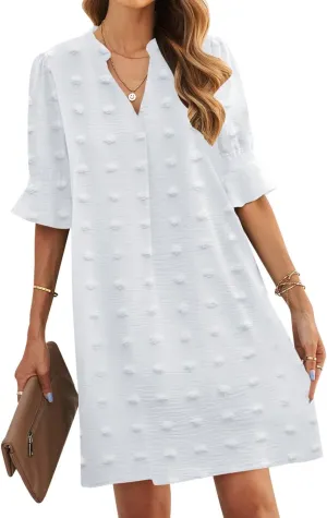 JOCAFIYE Womens Casual Dresses Short Sleeve V-Neck Dress Shift Dress Summer Dresses for Women 2025