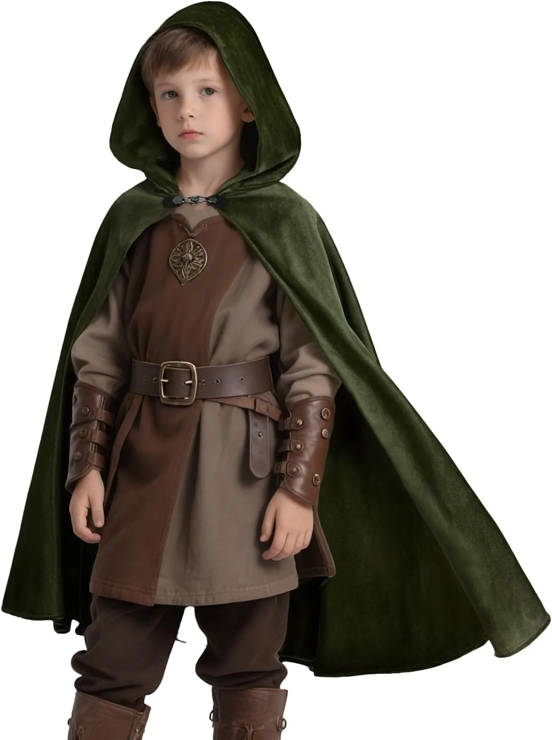 Kids Medieval Hooded Cape Renaissance Cosplay Cloak Wizard Costume