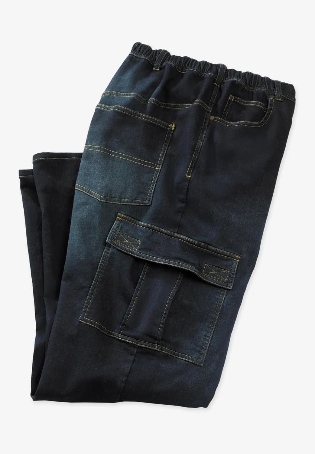 KingSize Men's Big & Tall Relaxed Fit Cargo Denim Look Sweatpants