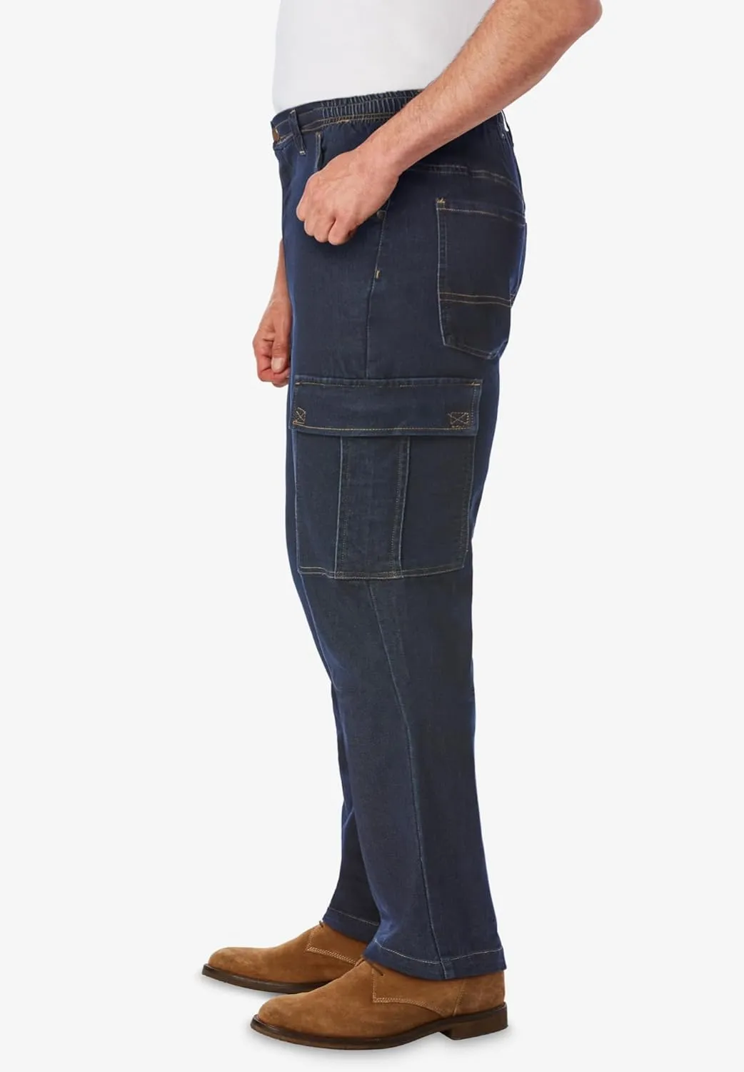 KingSize Men's Big & Tall Relaxed Fit Cargo Denim Look Sweatpants
