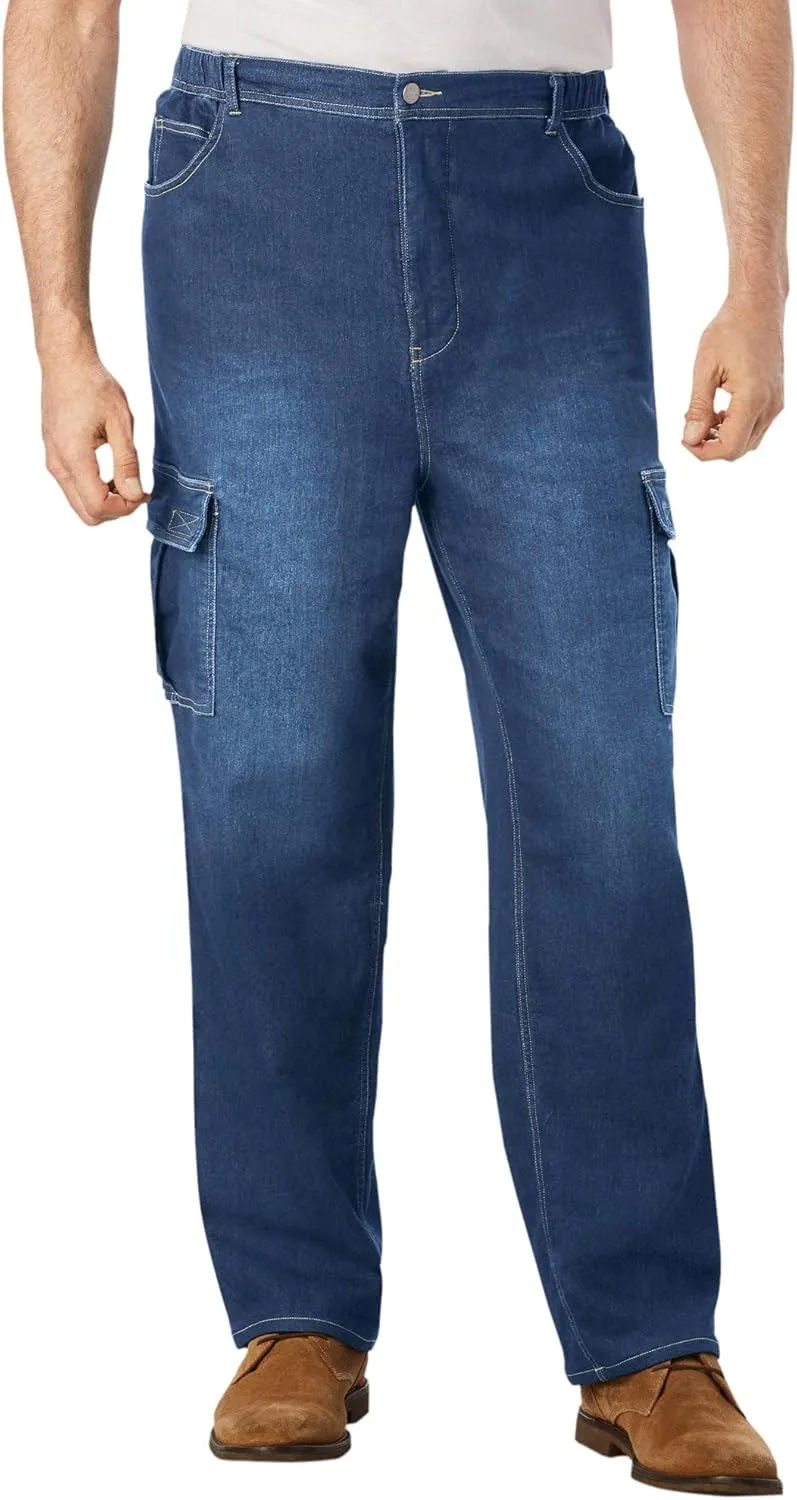 KingSize Men's Big & Tall Relaxed Fit Cargo Denim Look Sweatpants
