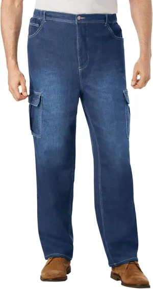 KingSize Men's Big & Tall Relaxed Fit Cargo Denim Look Sweatpants