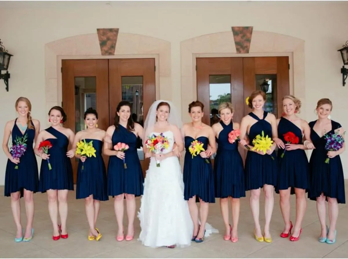 Knee Length Short Infinity Dress with Bandeau Convertible Bridesmaids Gown Multi Way Formal Dresses