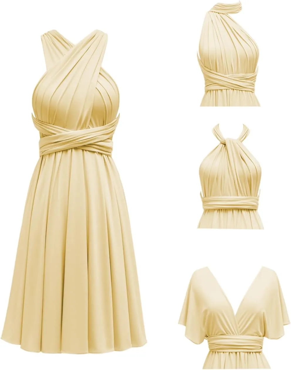 Knee Length Short Infinity Dress with Bandeau Convertible Bridesmaids Gown Multi Way Formal Dresses