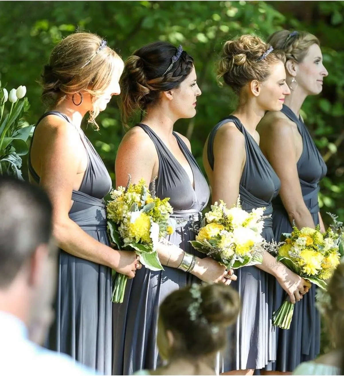 Knee Length Short Infinity Dress with Bandeau Convertible Bridesmaids Gown Multi Way Formal Dresses