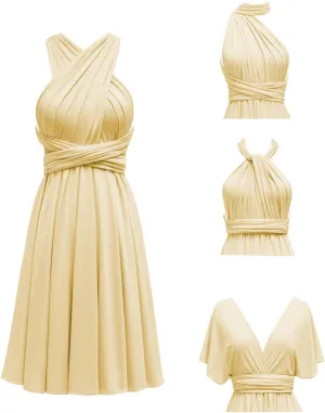 Knee Length Short Infinity Dress with Bandeau Convertible Bridesmaids Gown Multi Way Formal Dresses