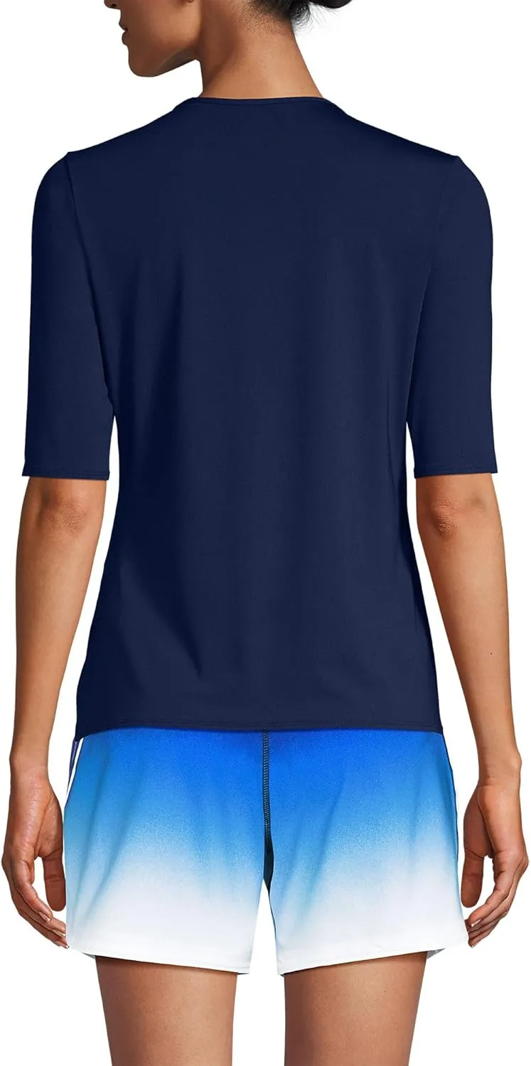 Lands' End Women's Elbow Sleeve Relaxed UPF 50 Rash Guard