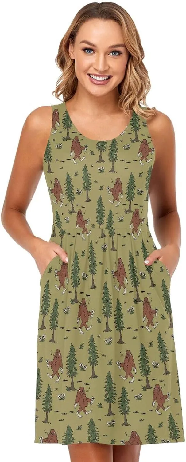 Laprad Women's Summer Dresses Beach Casual Sleeveless Tank Loose Sundress with Pocket