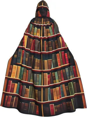 Library Bookshelf Book Hooded Cloak Party Decoration Cape for Carnival Cosplay Costumes Masquerade and Theme Parties
