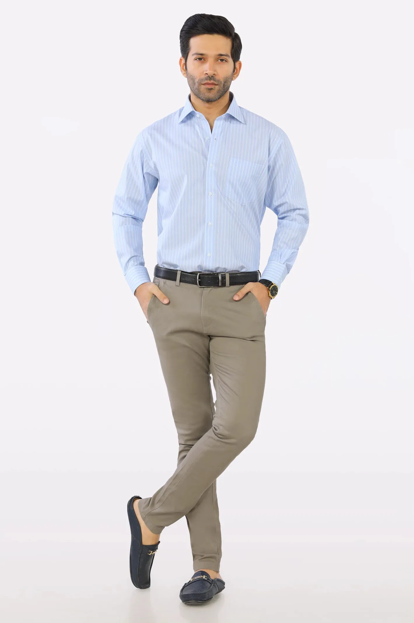 Light Blue Pinstripe Formal Shirt