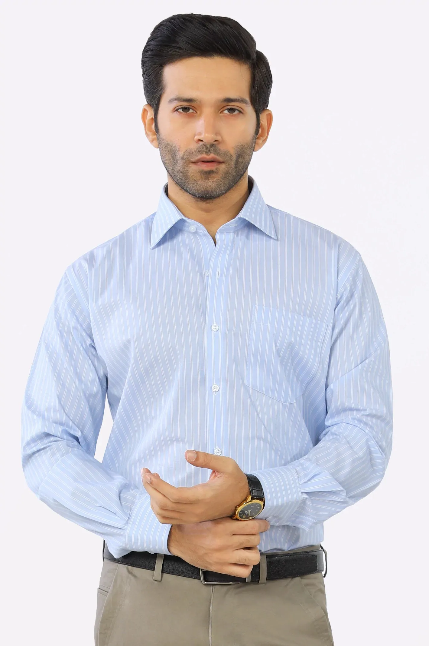 Light Blue Pinstripe Formal Shirt