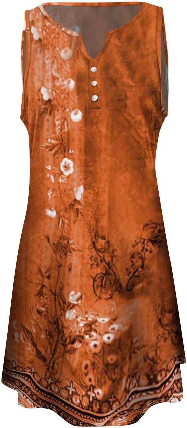 Linen Dress Spring Summer Dresses for Women Sleeveless Mini Sundresses Trendy Vacation Hawaiian Beach Dress with Pockets