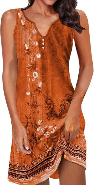 Linen Dress Spring Summer Dresses for Women Sleeveless Mini Sundresses Trendy Vacation Hawaiian Beach Dress with Pockets