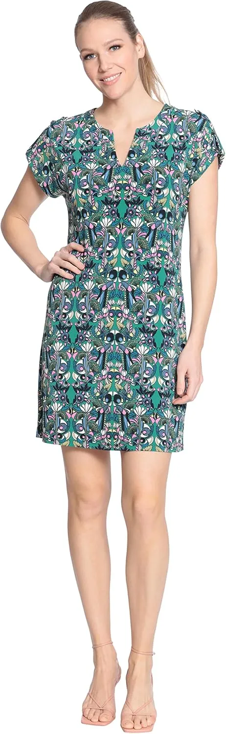 London Times Women's Short Sleeve Shift Dress