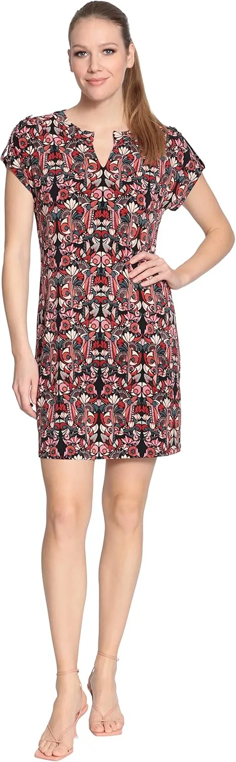 London Times Women's Short Sleeve Shift Dress
