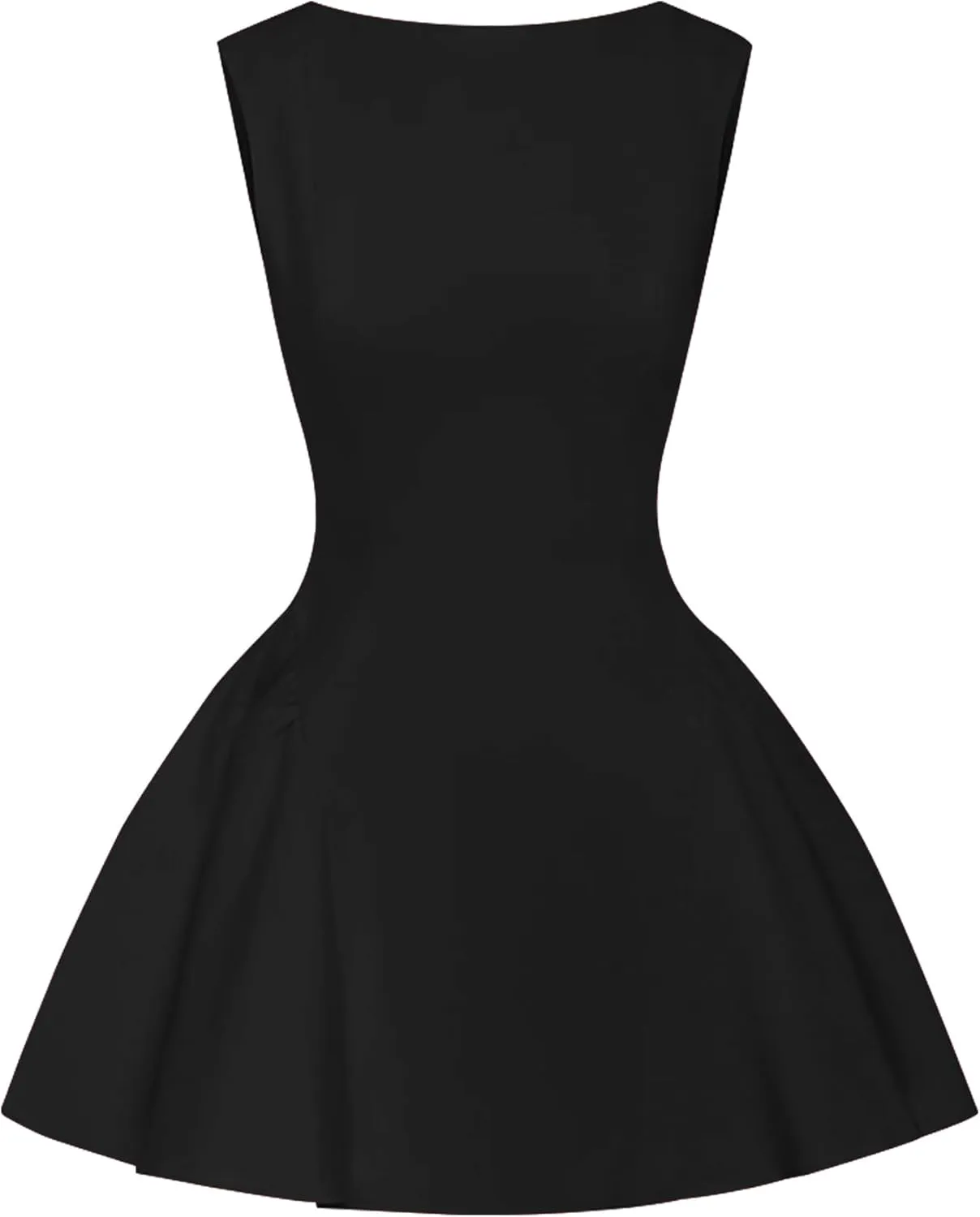 LuFeng Women's Sexy Backless Sleeveless Scoop Back Puffy Ruched A Line Tank Mini Dress Cocktail Formal Dress