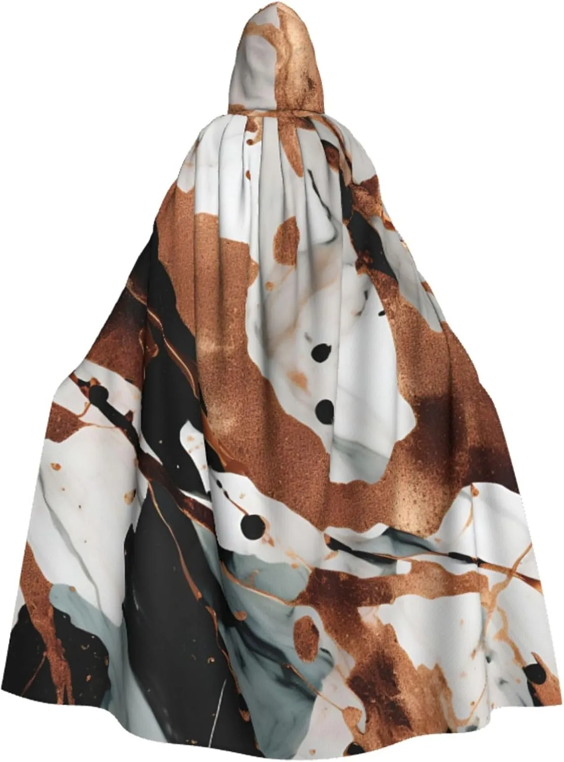 Marble Texture Copper Splatter Print Hooded Cloak Halloween Costume Adult Size with Dramatic Cloak for Cosplays,Witch Capes