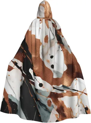 Marble Texture Copper Splatter Print Hooded Cloak Halloween Costume Adult Size with Dramatic Cloak for Cosplays,Witch Capes