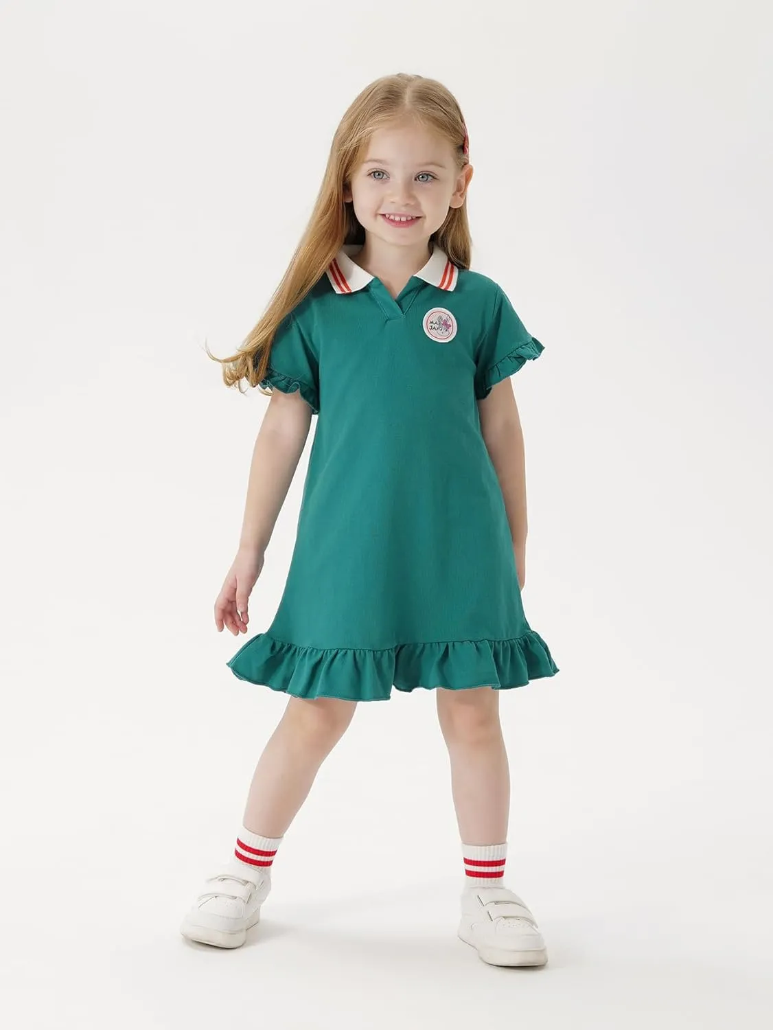 marc & janie Girls Tennis Dress Athletic Cooling Quick-Dry Short Sleeve V Neck Golf Dresses 550676