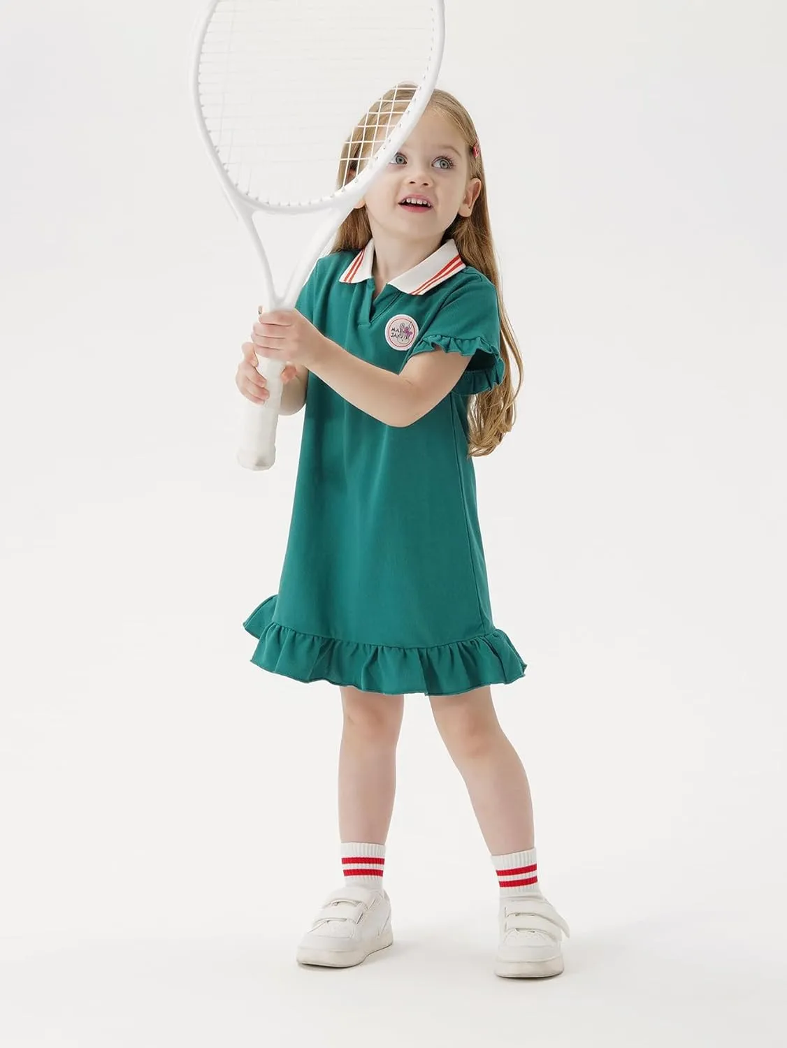 marc & janie Girls Tennis Dress Athletic Cooling Quick-Dry Short Sleeve V Neck Golf Dresses 550676