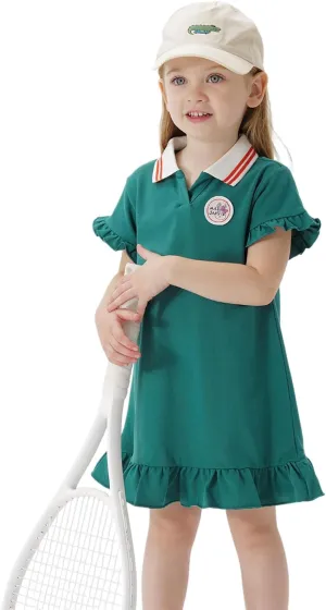 marc & janie Girls Tennis Dress Athletic Cooling Quick-Dry Short Sleeve V Neck Golf Dresses 550676
