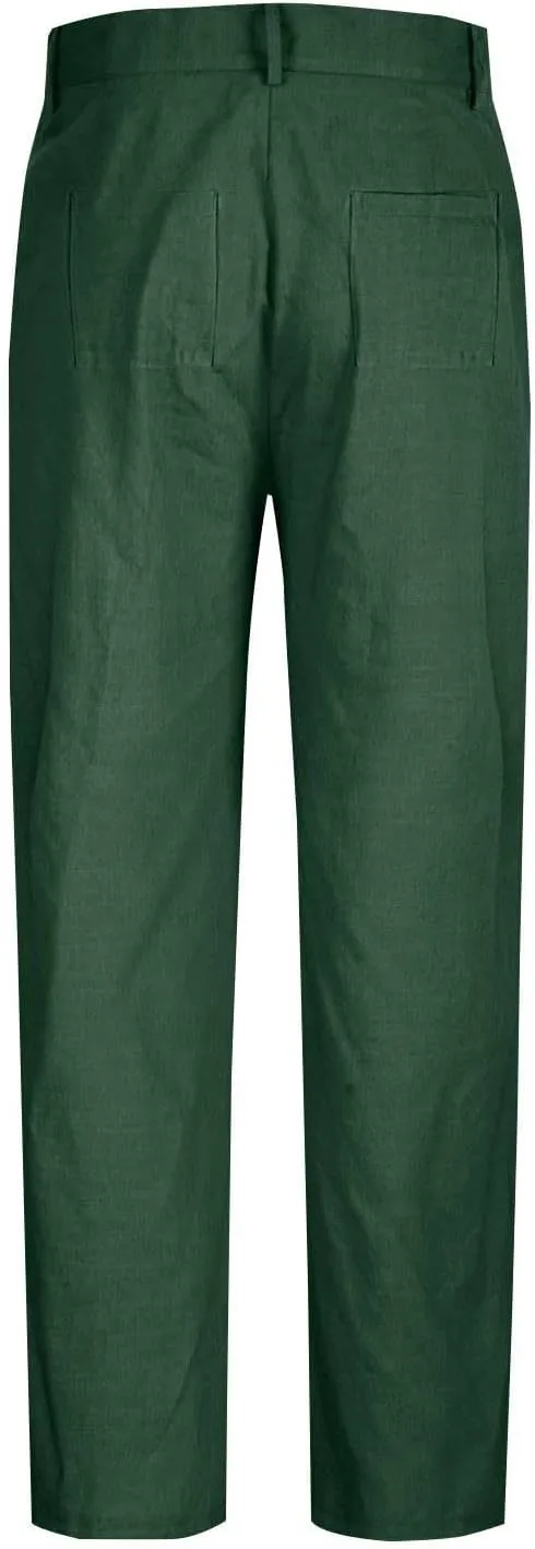 Mens Linen Pants Casual Front Pleated Yoga Pant Summer Outdoor Vacation Beach Lightweight Trousers Open Bottom Slacks