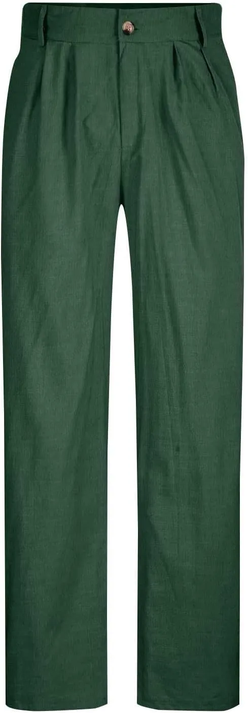 Mens Linen Pants Casual Front Pleated Yoga Pant Summer Outdoor Vacation Beach Lightweight Trousers Open Bottom Slacks