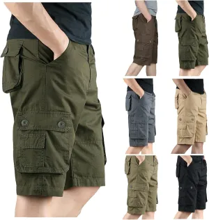Mens Resort Wear 2025 Loose Fit Summer Cargo Shorts with Zipper Multi Pocket Outdoor Casual Lightweight Shorts