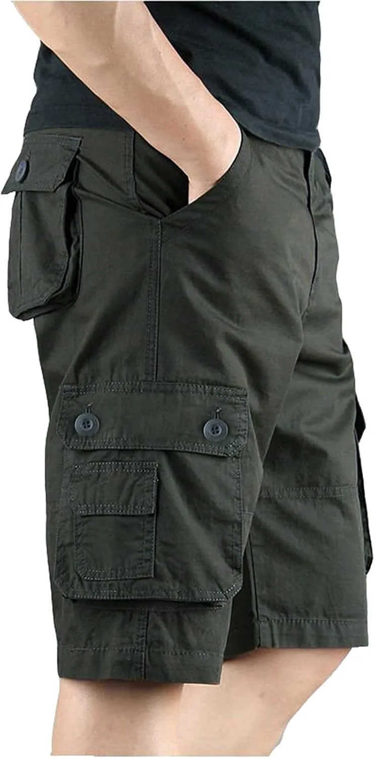 Mens Resort Wear 2025 Loose Fit Summer Cargo Shorts with Zipper Multi Pocket Outdoor Casual Lightweight Shorts