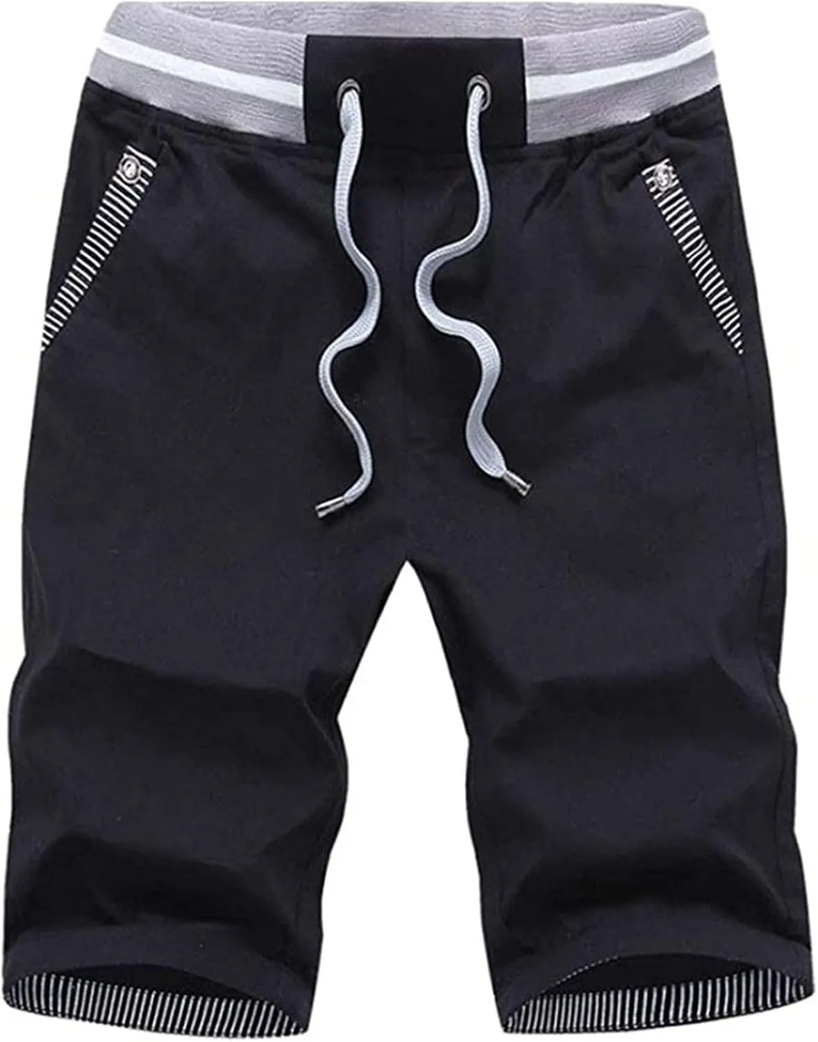 Men's Shorts Summer Casual Drawstring Elastic Waist Outdoor Sport Stretch Slim Fit Chino Shorts with Pocket