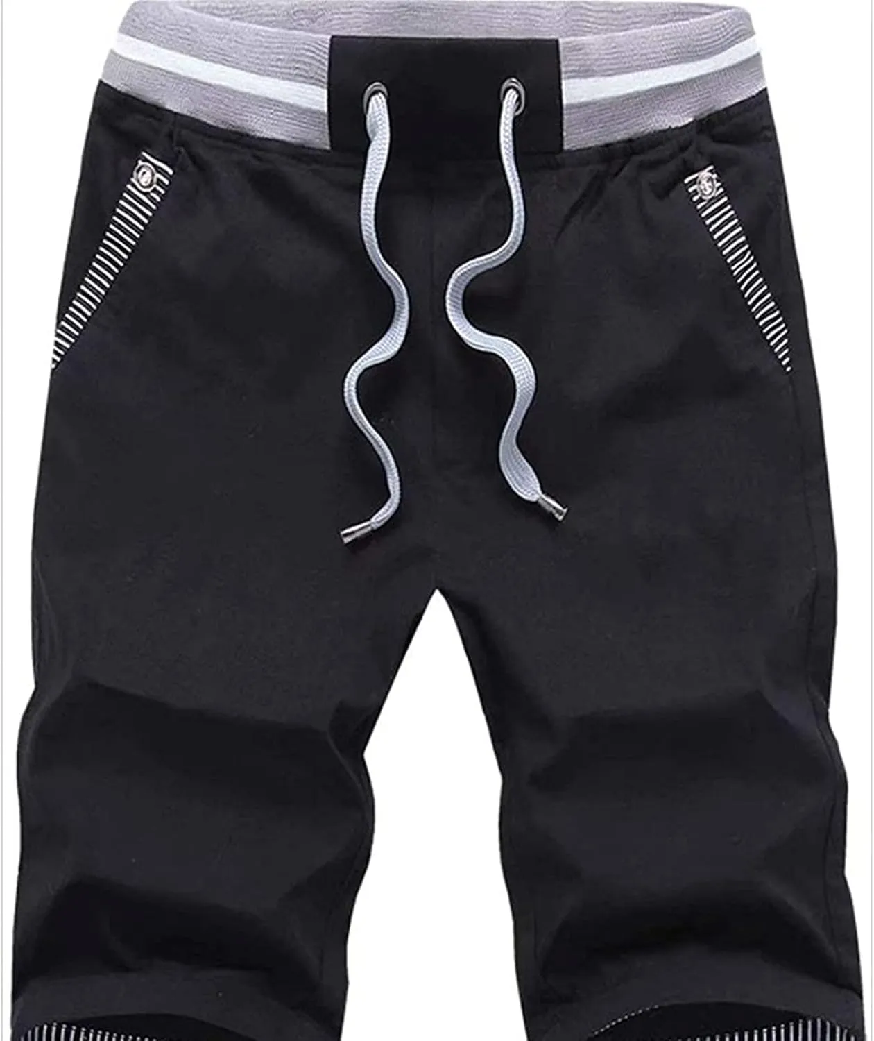 Men's Shorts Summer Casual Drawstring Elastic Waist Outdoor Sport Stretch Slim Fit Chino Shorts with Pocket