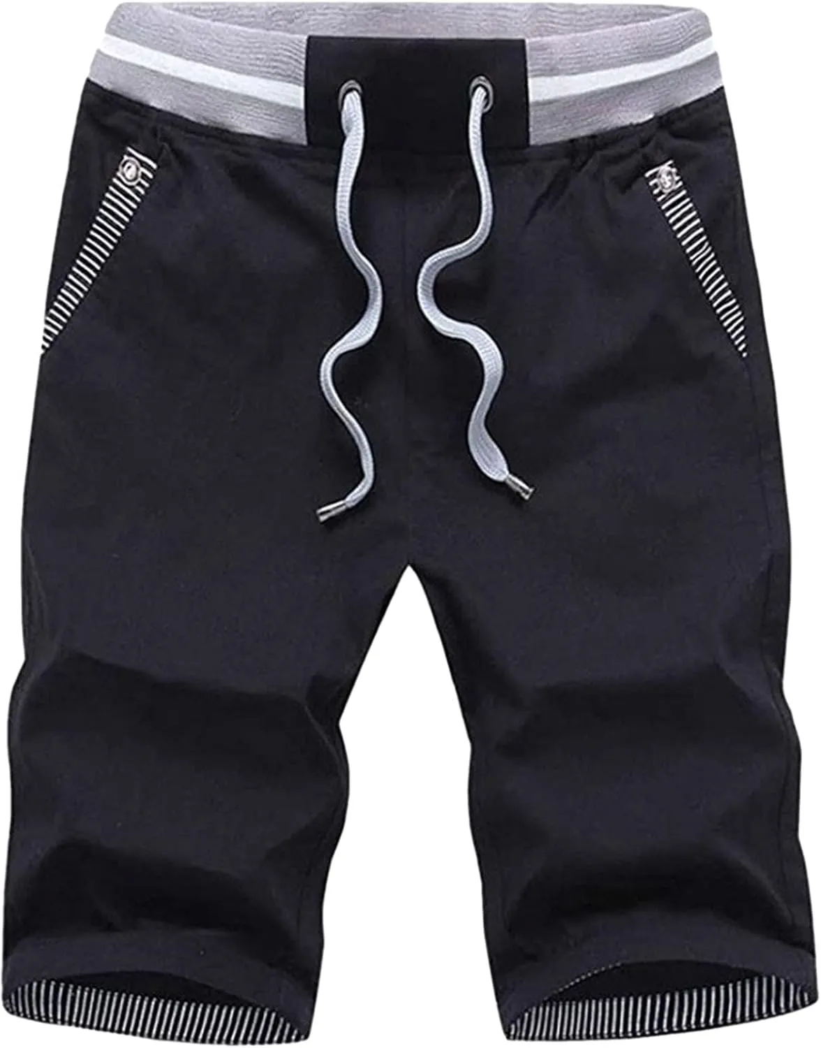 Men's Shorts Summer Casual Drawstring Elastic Waist Outdoor Sport Stretch Slim Fit Chino Shorts with Pocket