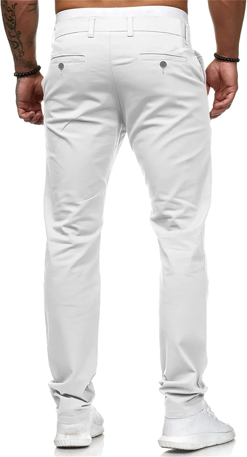 Men's Solid Color Jogger Trousers Slim Fit Chino Pants Basic Modern Stretch Fashion Comfortable Button Casual Pants