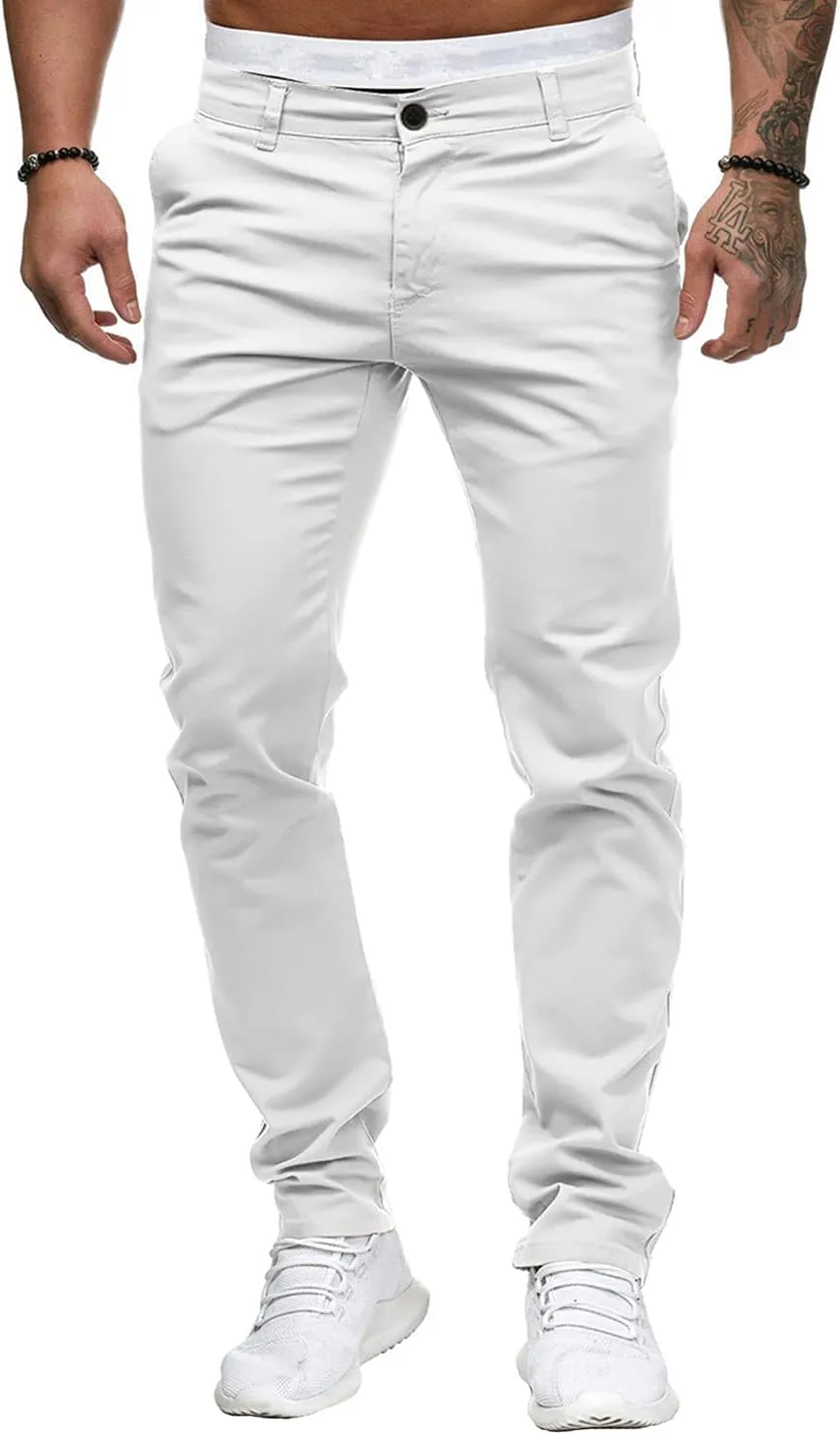 Men's Solid Color Jogger Trousers Slim Fit Chino Pants Basic Modern Stretch Fashion Comfortable Button Casual Pants