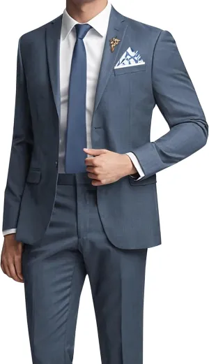 Mens Suits Slim Fit 2 Piece Wedding Prom Tuxedo Classic Blazer Jacket Pants Set
