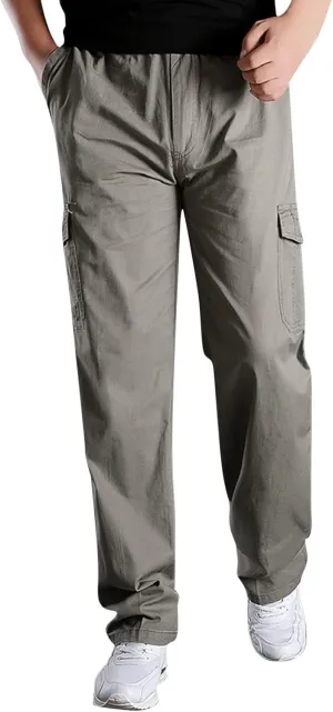 Mens Sweatpants with Pockets Big and Tall Trousers Men's Drawstring Waist Zipper Hem Corduroy Cargo Pants Men's Casual