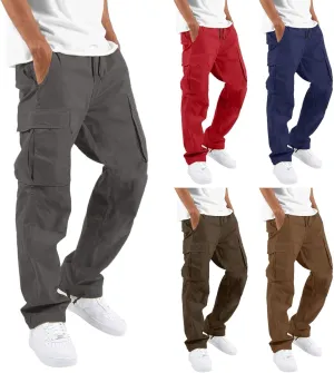 Mens Workout Cargo Sweatpants Pants Stretch Slim Fit Workout Bodybuilding Sweatpants Work Pants for Men with Pockets
