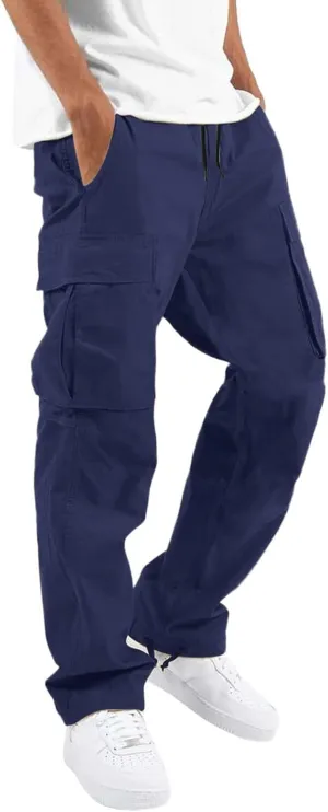 Mens Workout Cargo Sweatpants Pants Stretch Slim Fit Workout Bodybuilding Sweatpants Work Pants for Men with Pockets
