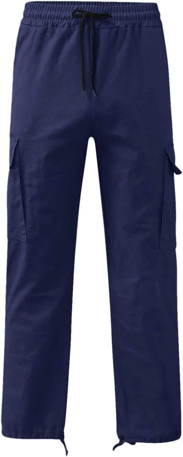 Mens Workout Cargo Sweatpants Pants Stretch Slim Fit Workout Bodybuilding Sweatpants Work Pants for Men with Pockets