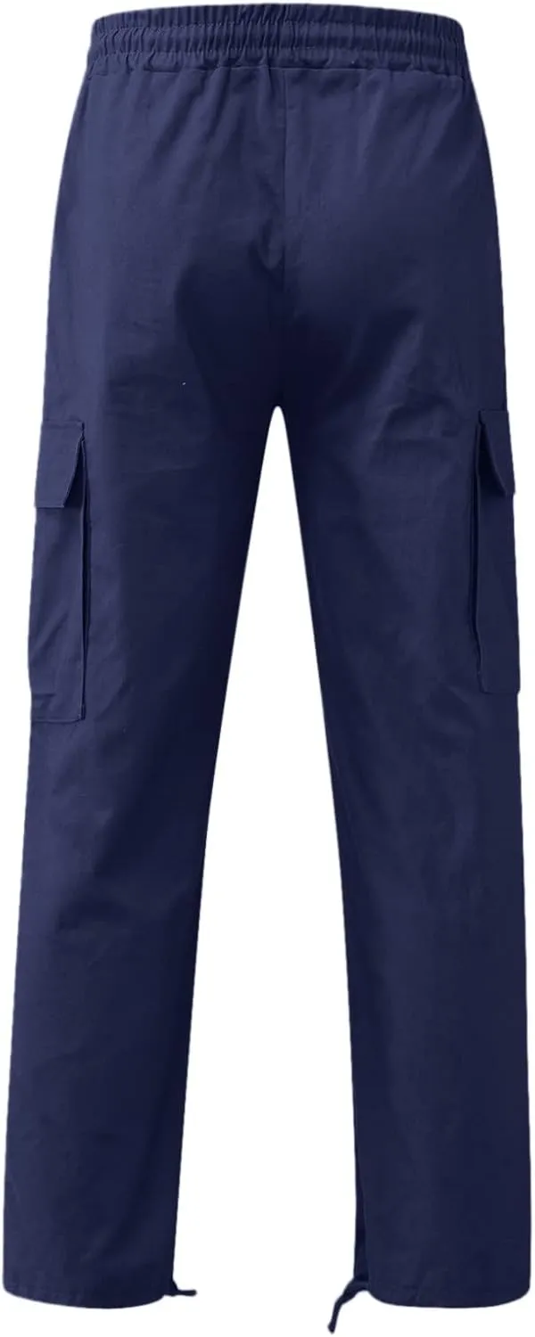 Mens Workout Cargo Sweatpants Pants Stretch Slim Fit Workout Bodybuilding Sweatpants Work Pants for Men with Pockets