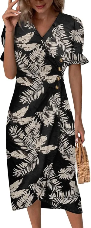 Midi Dresses for Women Dress Women Puff Sleeve Women Dresses for Special Occasions Summer Fitted