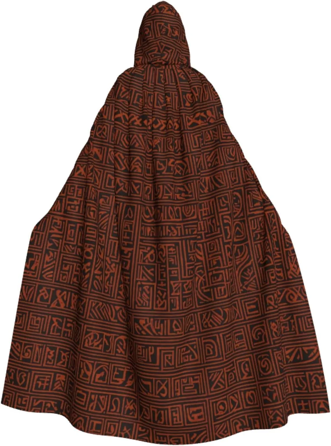 Native American Print Hooded Cloak Halloween Costume Adult Size with Dramatic Cloak for Cosplays,Witch Capes Black