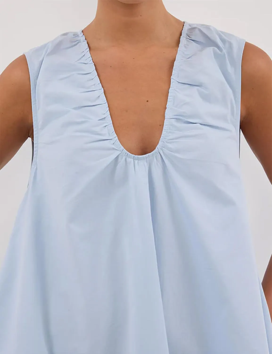 OLAPTA Women Summer Sleeveless Babydoll Mini Tank Dresses Loose Fit Scoop Neck Ruched Short Dress with Pockets Party Clubwear