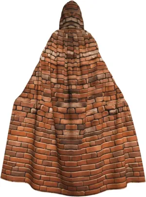 Old Brick Wall Print Hooded Cloak Halloween Costume Adult Size with Dramatic Cloak for Cosplays,Witch Capes