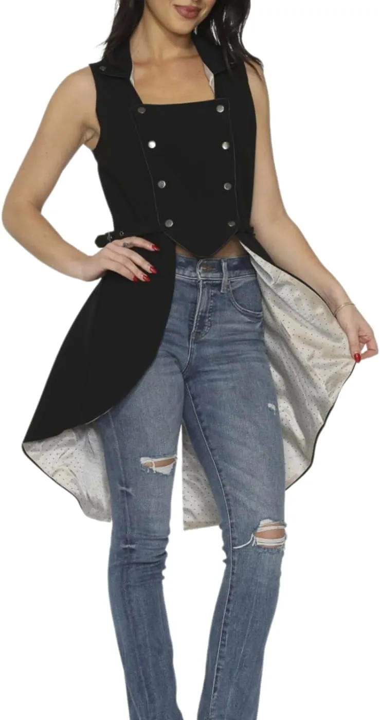 Pretty Attitude Gothic Two Tone Vest Sleeveless Tailcoat Jacket Cosplay Coat