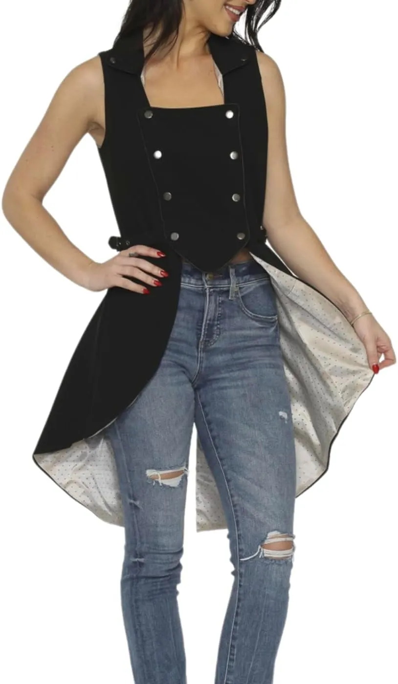Pretty Attitude Gothic Two Tone Vest Sleeveless Tailcoat Jacket Cosplay Coat