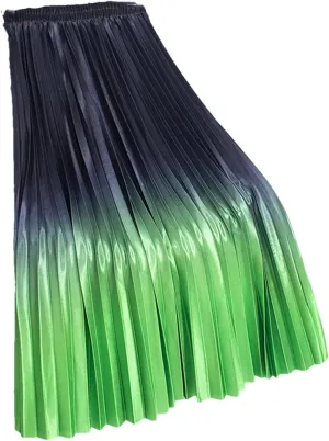 Pulcykp Gradient Long Skirt Women Casual A Line High Waist Pleated Midi Skirt