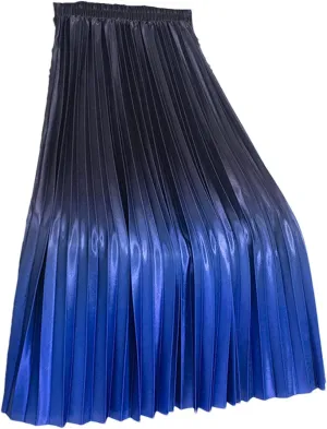 Pulcykp Gradient Long Skirt Women Casual A Line High Waist Pleated Midi Skirt